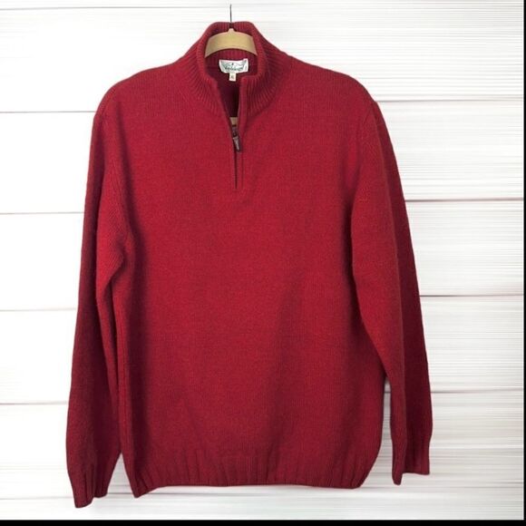 Vintage Verdelago Italy Red Sweater 1/4 Zip Front Yak Hair Wool Blend XL - Picture 1 of 10